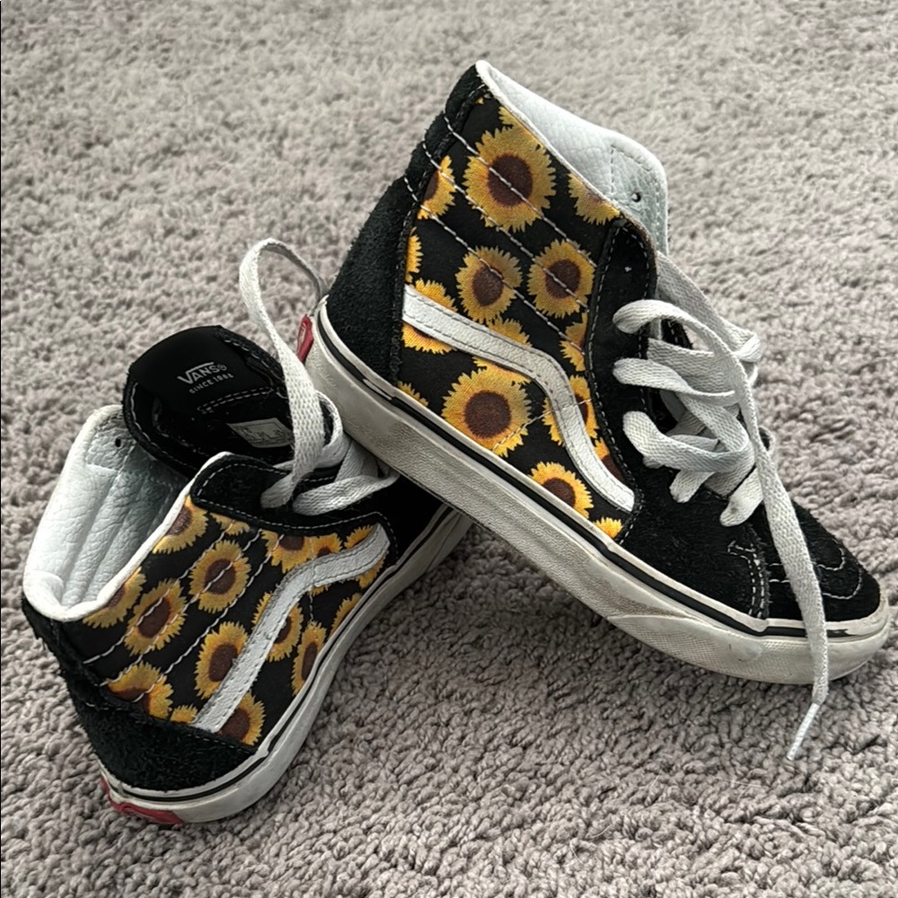 Vans Kids High-Top Sunflower Sneakers - Black and White